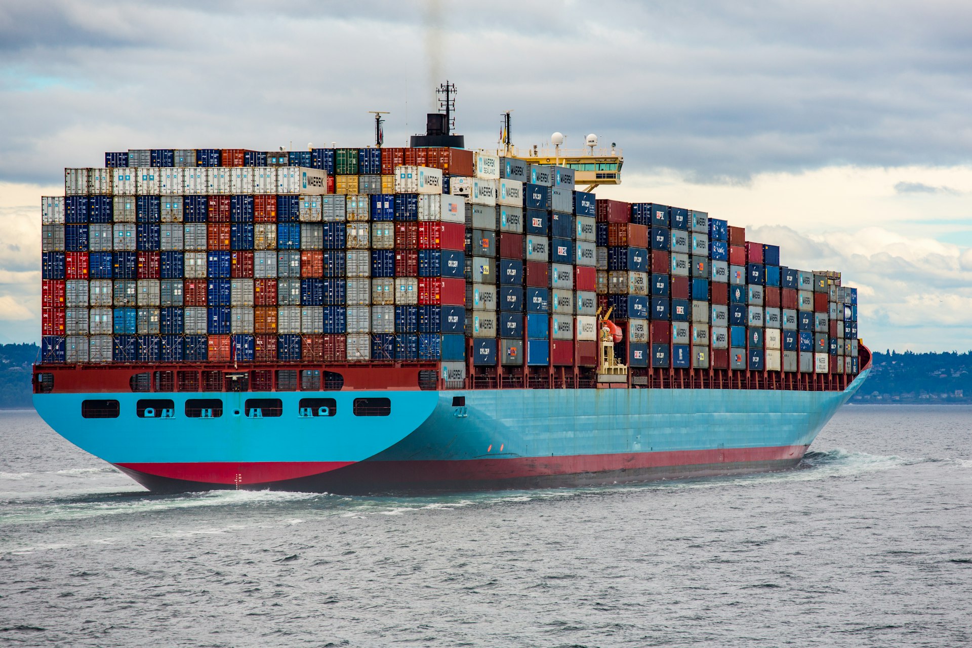 Two large container ships sailing in the ocean
